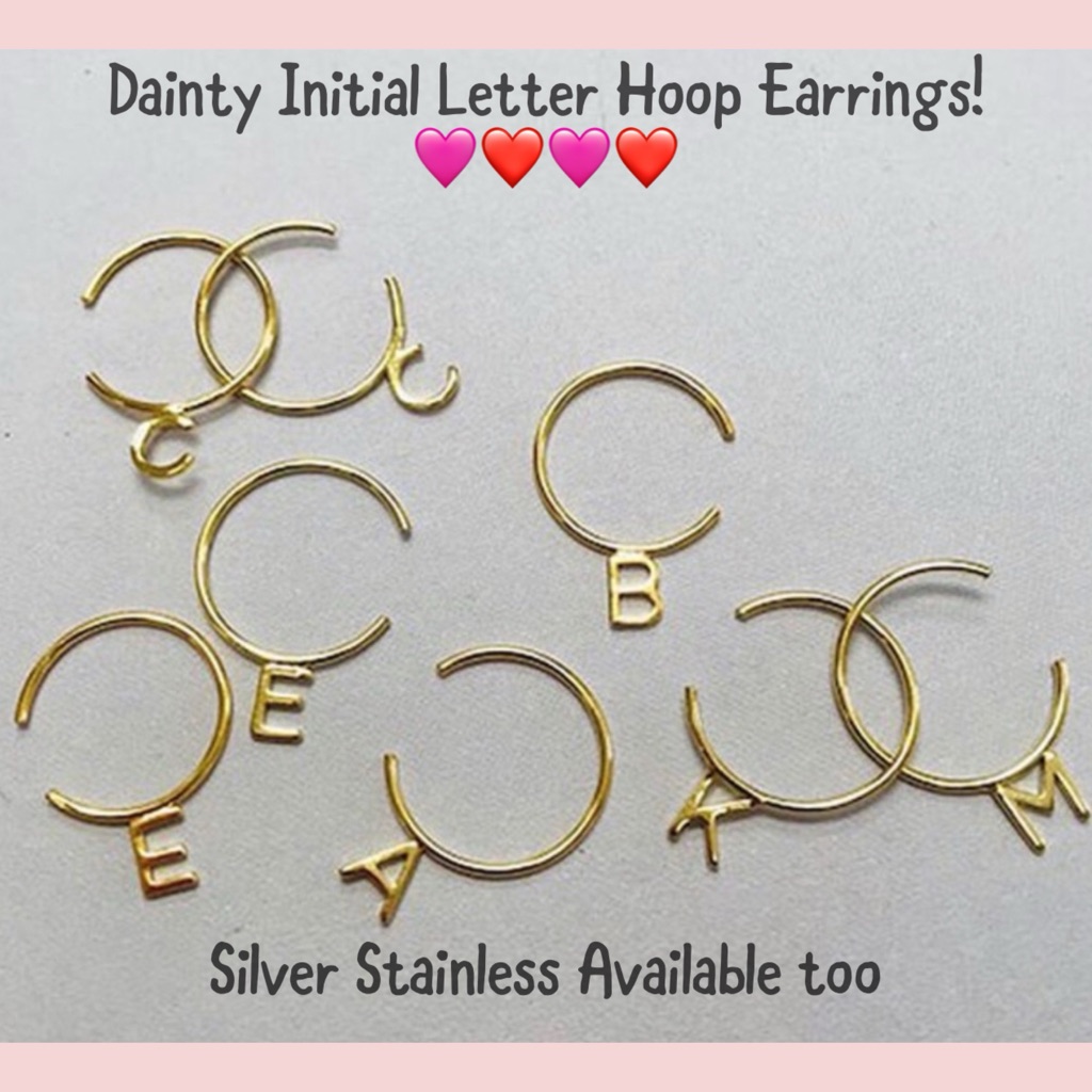 Dainty Silver Or Gold Initial Letter Hoop Earrings-Boutique 18$